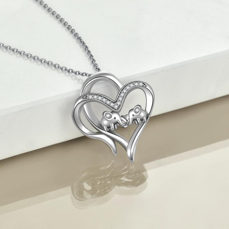 The EleHeart Pendant — Sterling Silver Mother & Daughther Elephant Necklace 