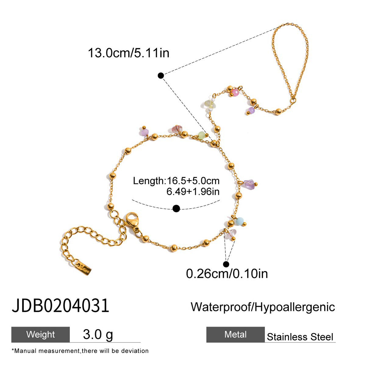 Colorful Stone Hand Chain 