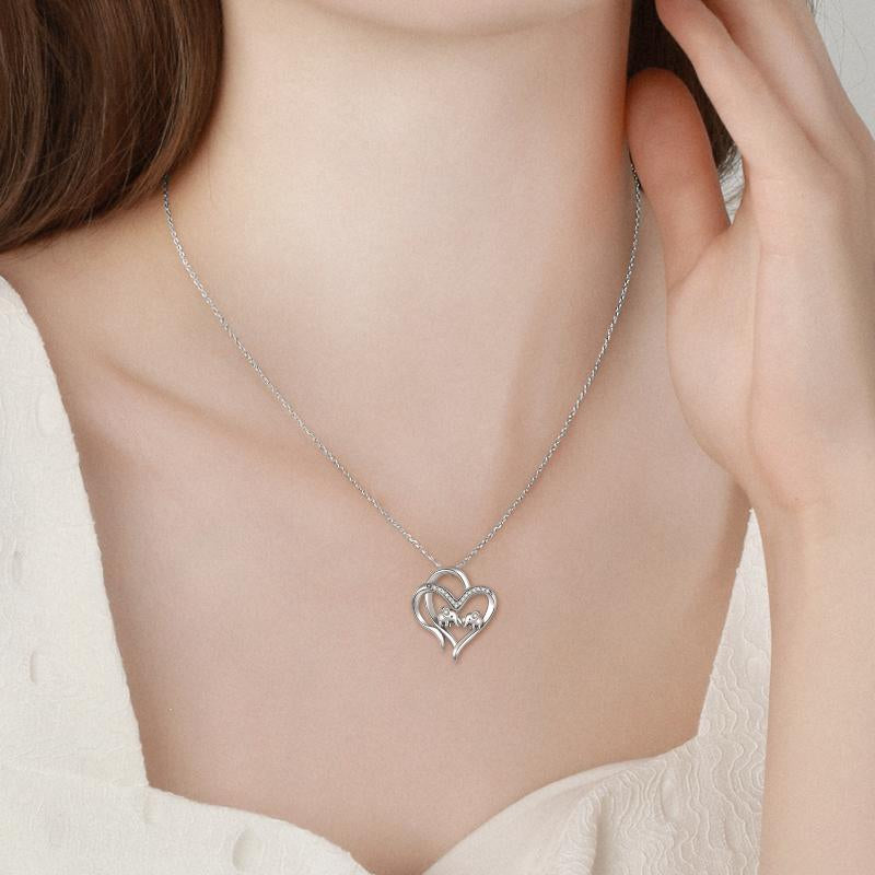 The EleHeart Pendant — Sterling Silver Mother & Daughther Elephant Necklace 
